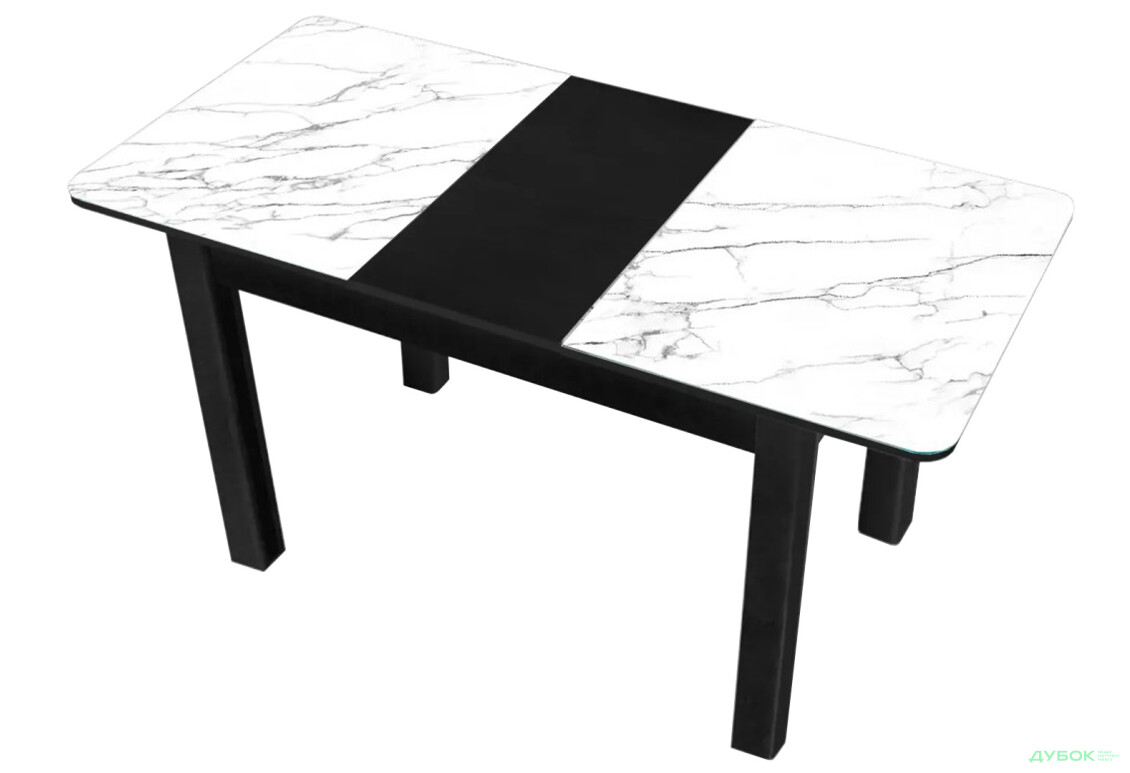 Зображення 2 - Стіл кухонний Jam Бостон А розкладний 120 / 155 см, бетон чорний / скло діамант 66 М