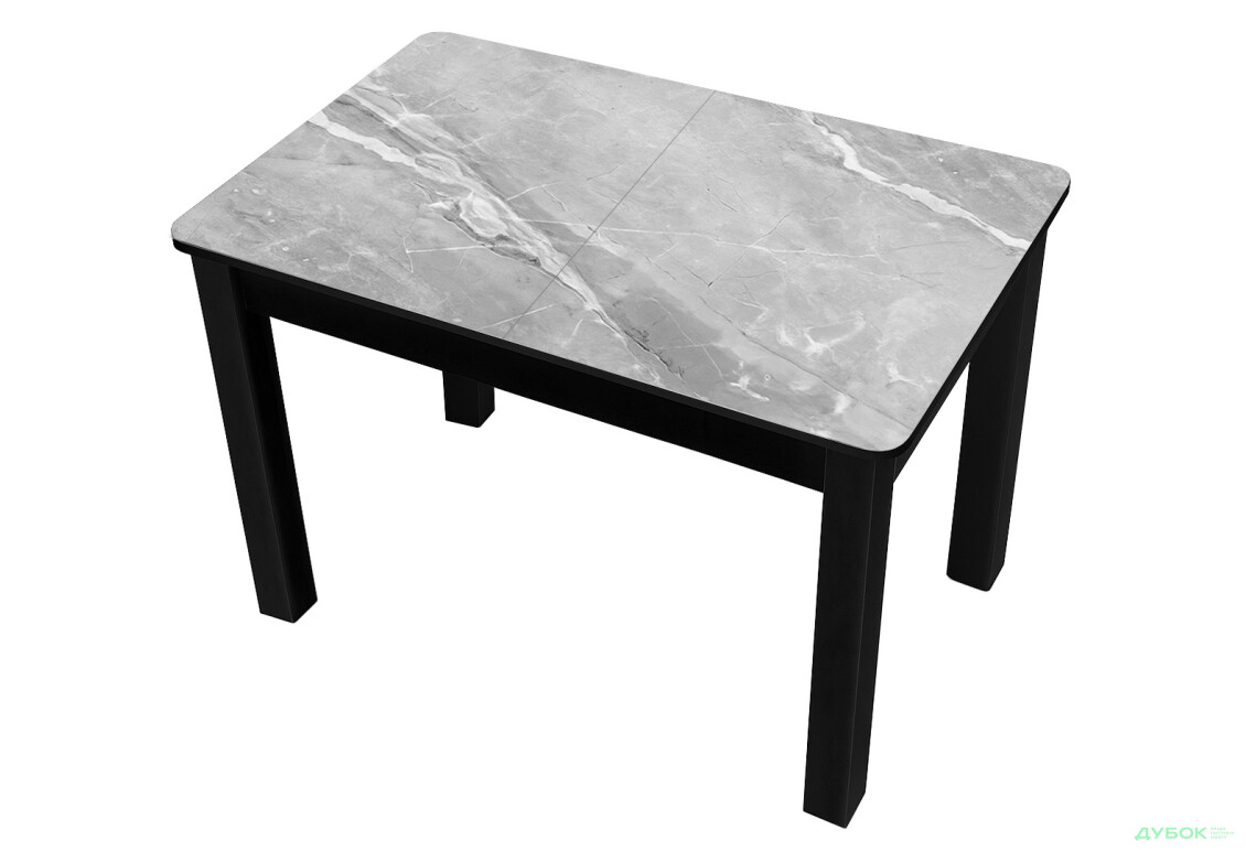 Стіл кухонний Jam Бостон А розкладний 120 / 155 см, бетон чорний / скло діамант 78 М