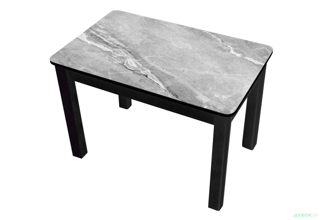 Стол кухонный Jam Бостон А раскладной 120 / 155 см, бетон черный / стекло бриллиант 78 М