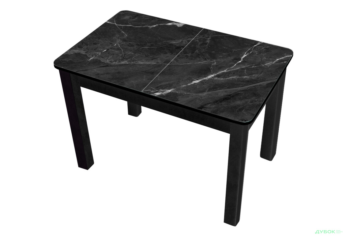 Стіл кухонний Jam Бостон А розкладний 120 / 155 см, бетон чорний / скло діамант 87 М