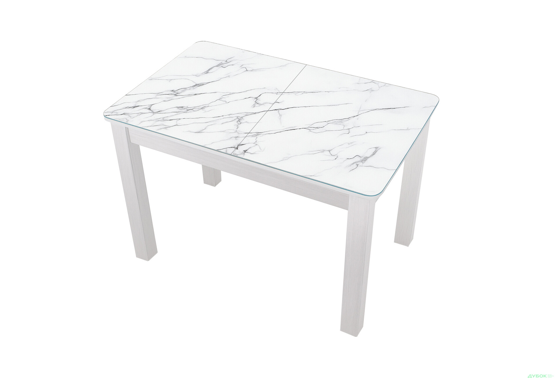 Зображення 1 - Стіл кухонний Jam Бостон А розкладний 120 / 155 см, біле дерево / скло діамант 66 М