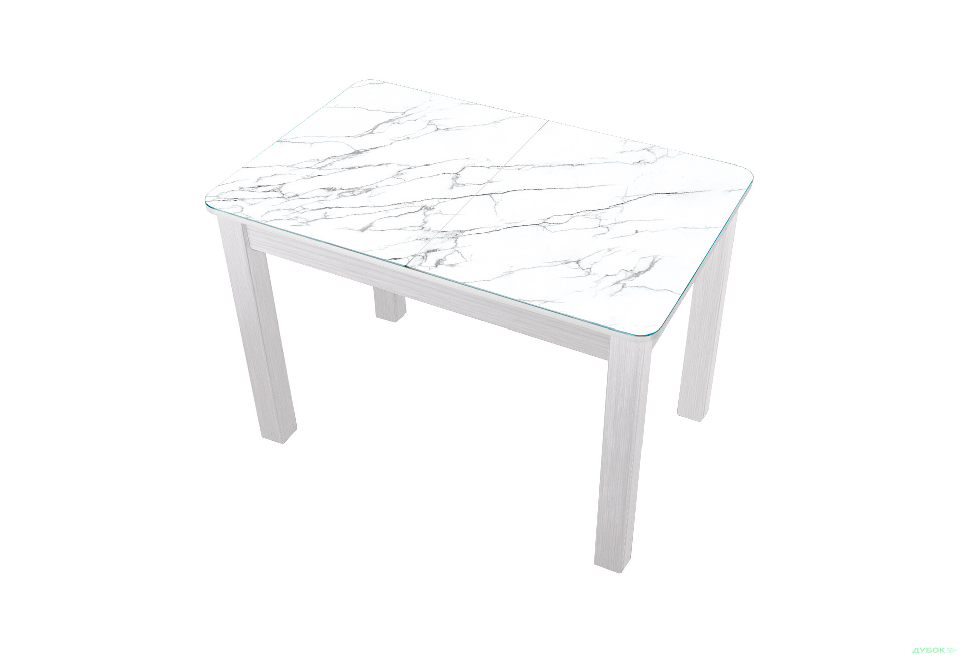 Зображення 1 - Стіл кухонний Jam Бостон А розкладний 120 / 155 см, біле дерево / скло діамант 66 М