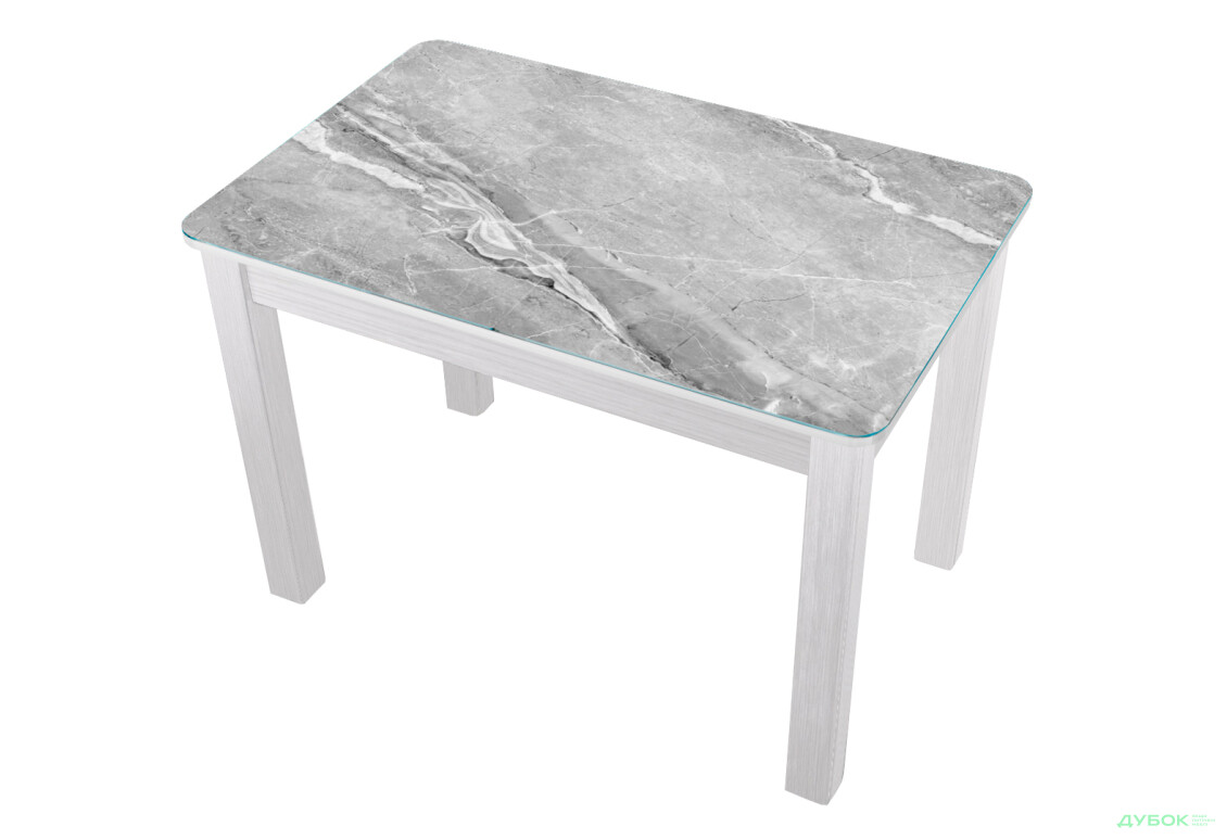 Стол кухонный Jam Бостон А раскладной 120 / 155 см, белое дерево / стекло бриллиант 78 М