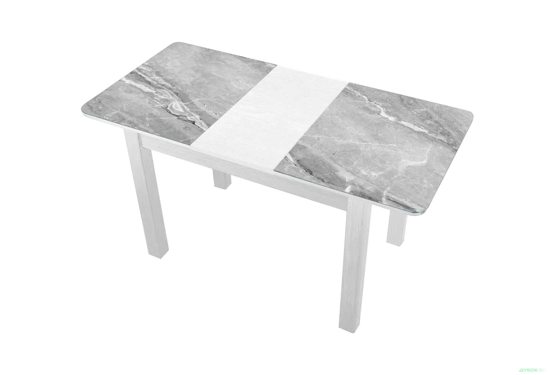 Зображення 2 - Стіл кухонний Jam Бостон А розкладний 120 / 155 см, біле дерево / скло діамант 78 М