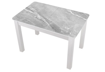 Стіл кухонний Jam Бостон А розкладний 120 / 155 см, біле дерево / скло діамант 78 М