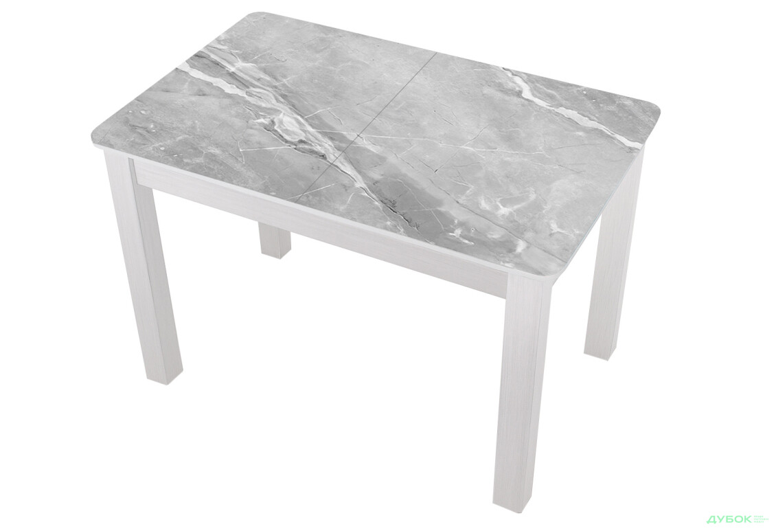 Стіл кухонний Jam Бостон А розкладний 120 / 155 см, біле дерево / скло діамант 78 М