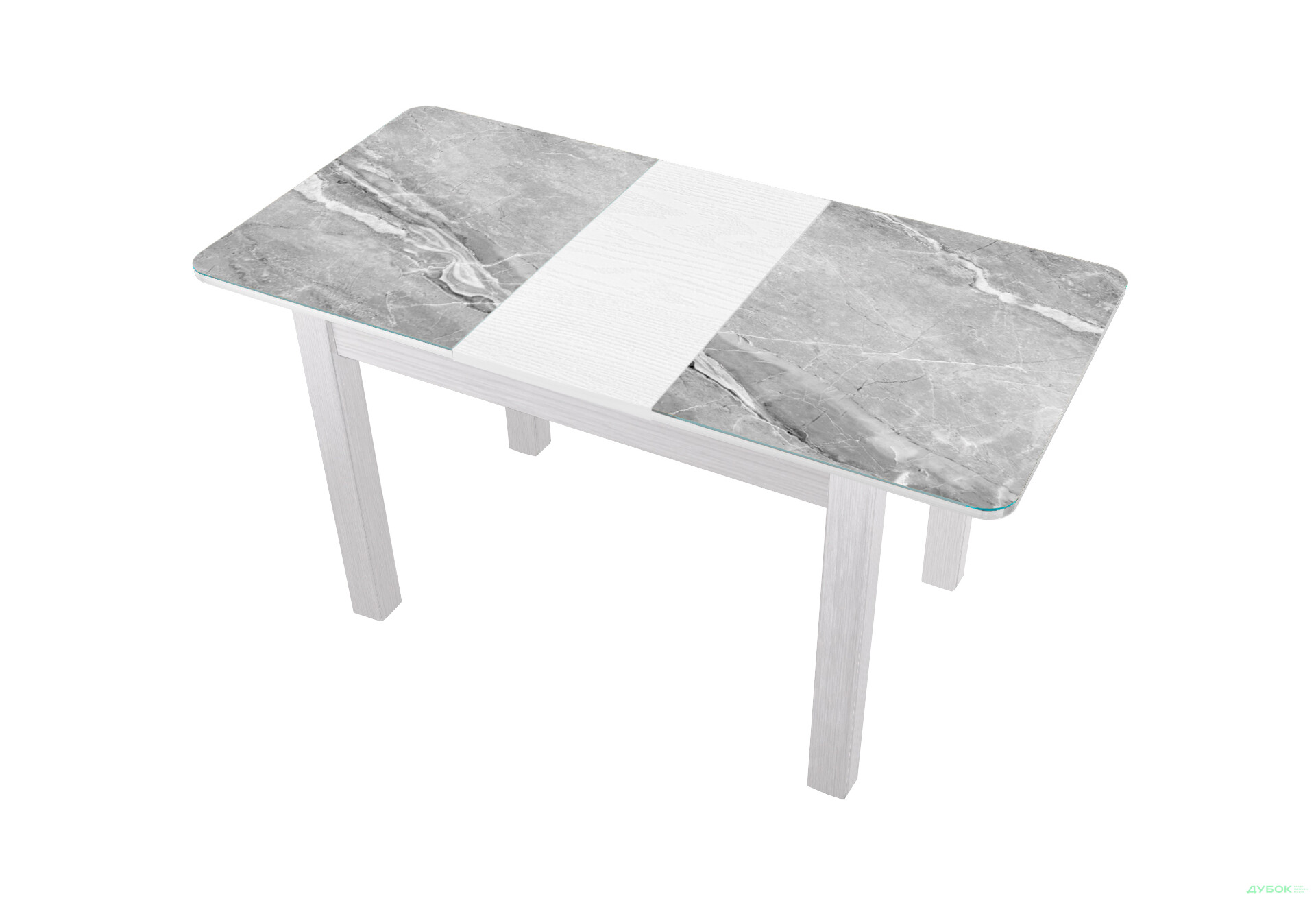 Изображение 2 - Стол кухонный Jam Бостон А раскладной 120 / 155 см, белое дерево / стекло бриллиант 78 М