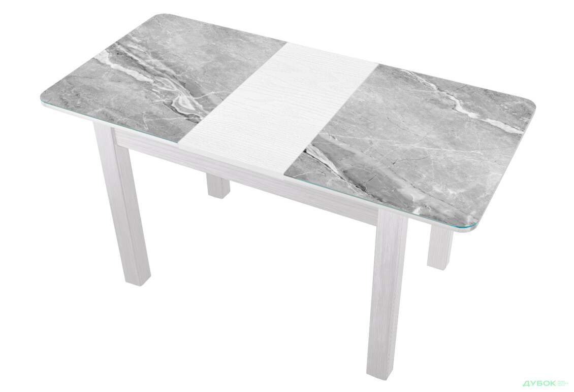 Изображение 2 - Стол кухонный Jam Бостон А раскладной 120 / 155 см, белое дерево / стекло бриллиант 78 М