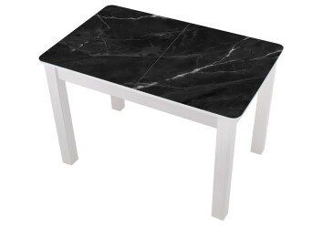 Стіл кухонний Jam Бостон А розкладний 120 / 155 см, біле дерево / скло діамант 87 М