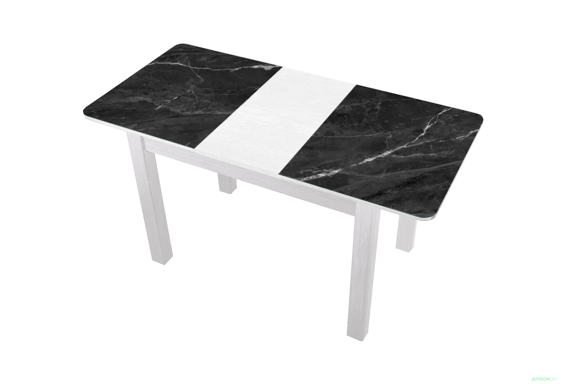 Зображення 2 - Стіл кухонний Jam Бостон А розкладний 120 / 155 см, біле дерево / скло діамант 87 М