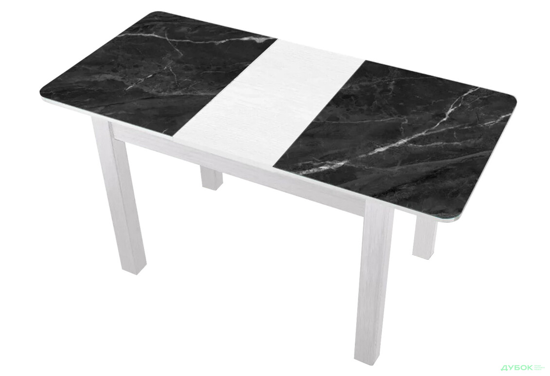 Зображення 2 - Стіл кухонний Jam Бостон А розкладний 120 / 155 см, біле дерево / скло діамант 87 М