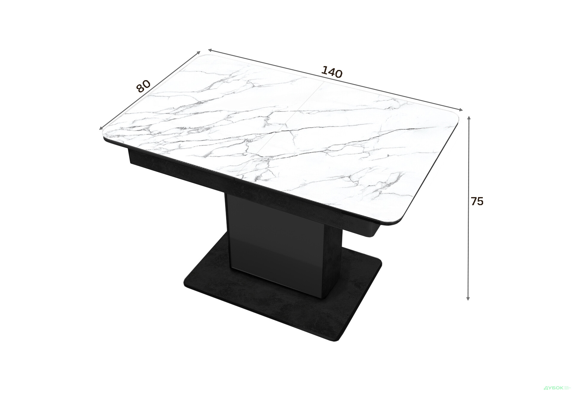 Изображение 4 - Стол кухонный Jam Бостон Т раскладной 140 / 180 см, бетон черный / стекло бриллиант 66 М