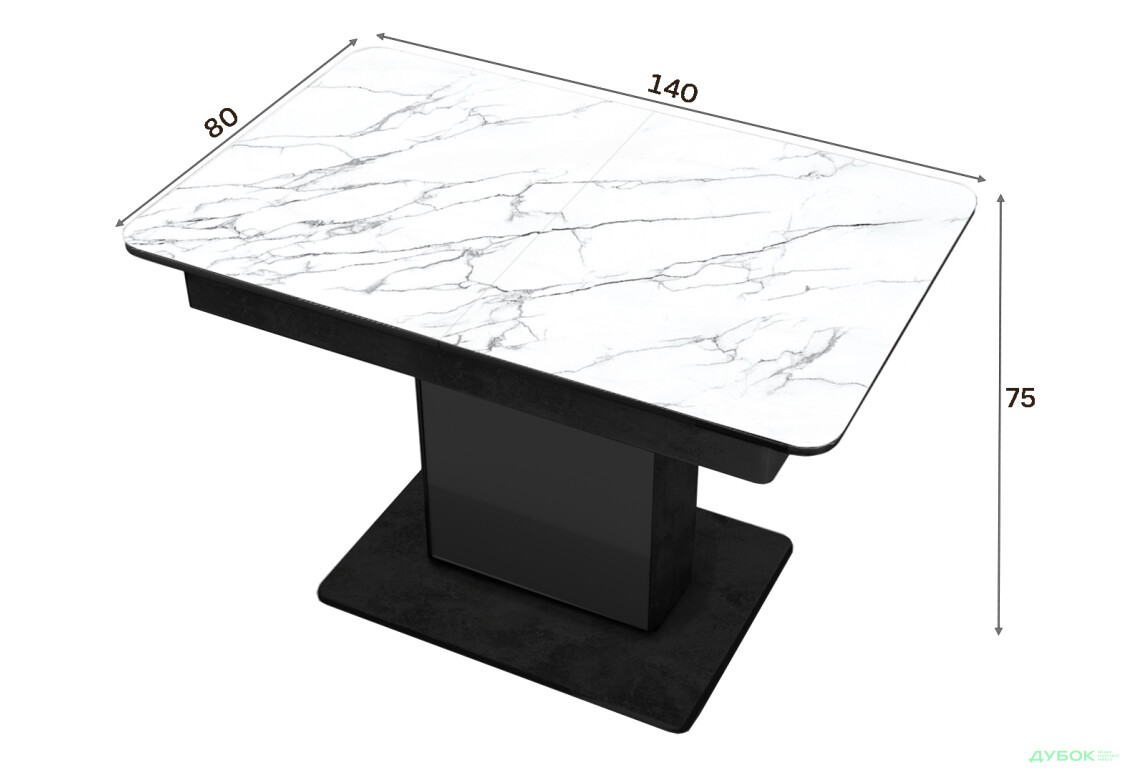 Изображение 4 - Стол кухонный Jam Бостон Т раскладной 140 / 180 см, бетон черный / стекло бриллиант 66 М