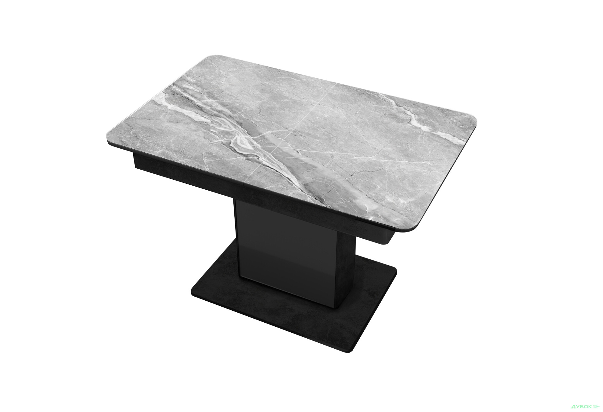 Изображение 1 - Стол кухонный Jam Бостон Т раскладной 140 / 180 см, бетон черный / стекло бриллиант 78 М