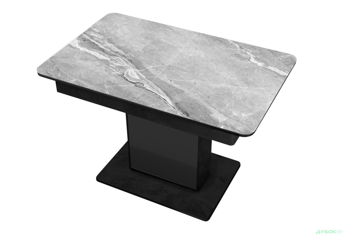 Стол кухонный Jam Бостон Т раскладной 140 / 180 см, бетон черный / стекло бриллиант 78 М