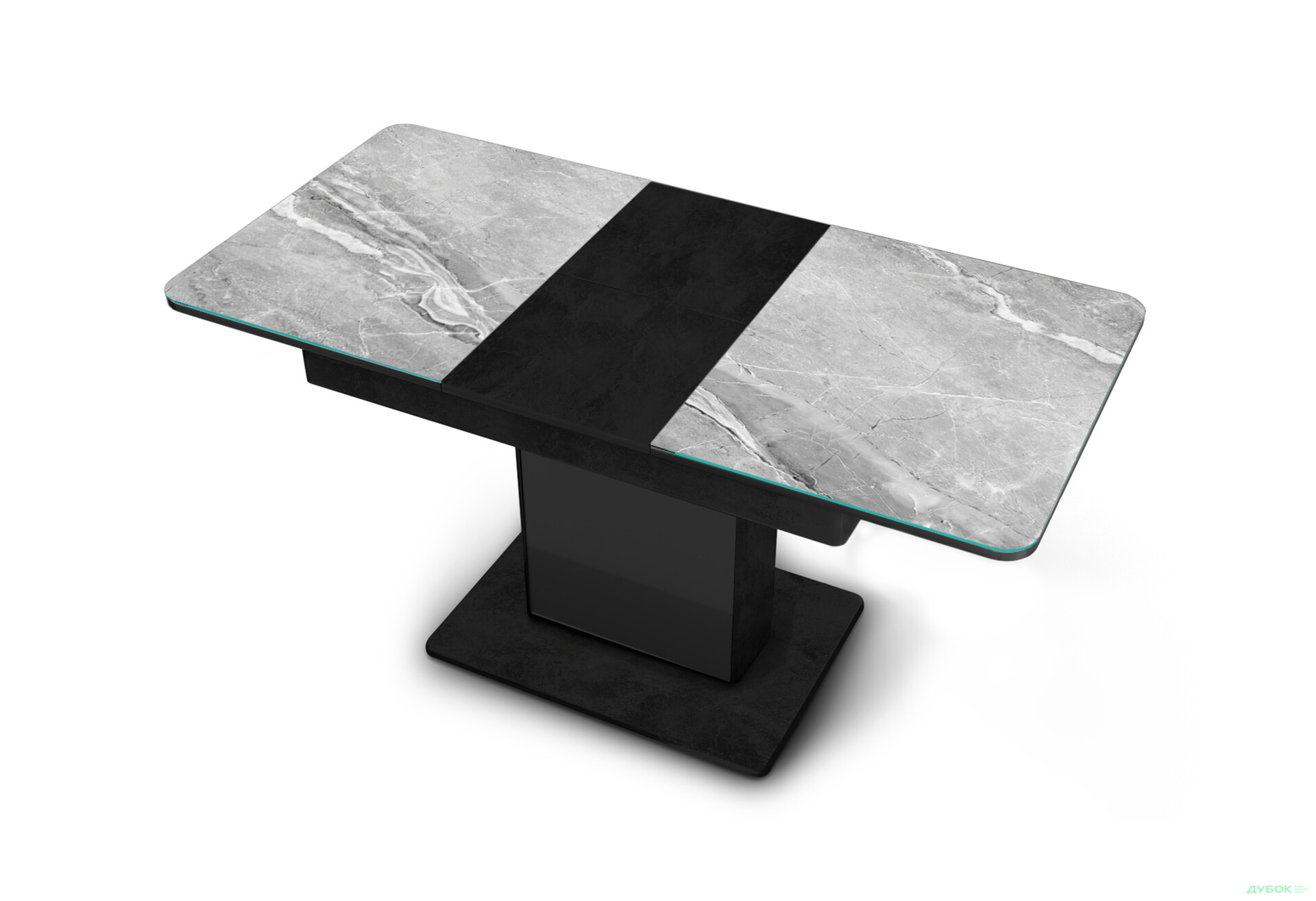 Изображение 2 - Стол кухонный Jam Бостон Т раскладной 140 / 180 см, бетон черный / стекло бриллиант 78 М