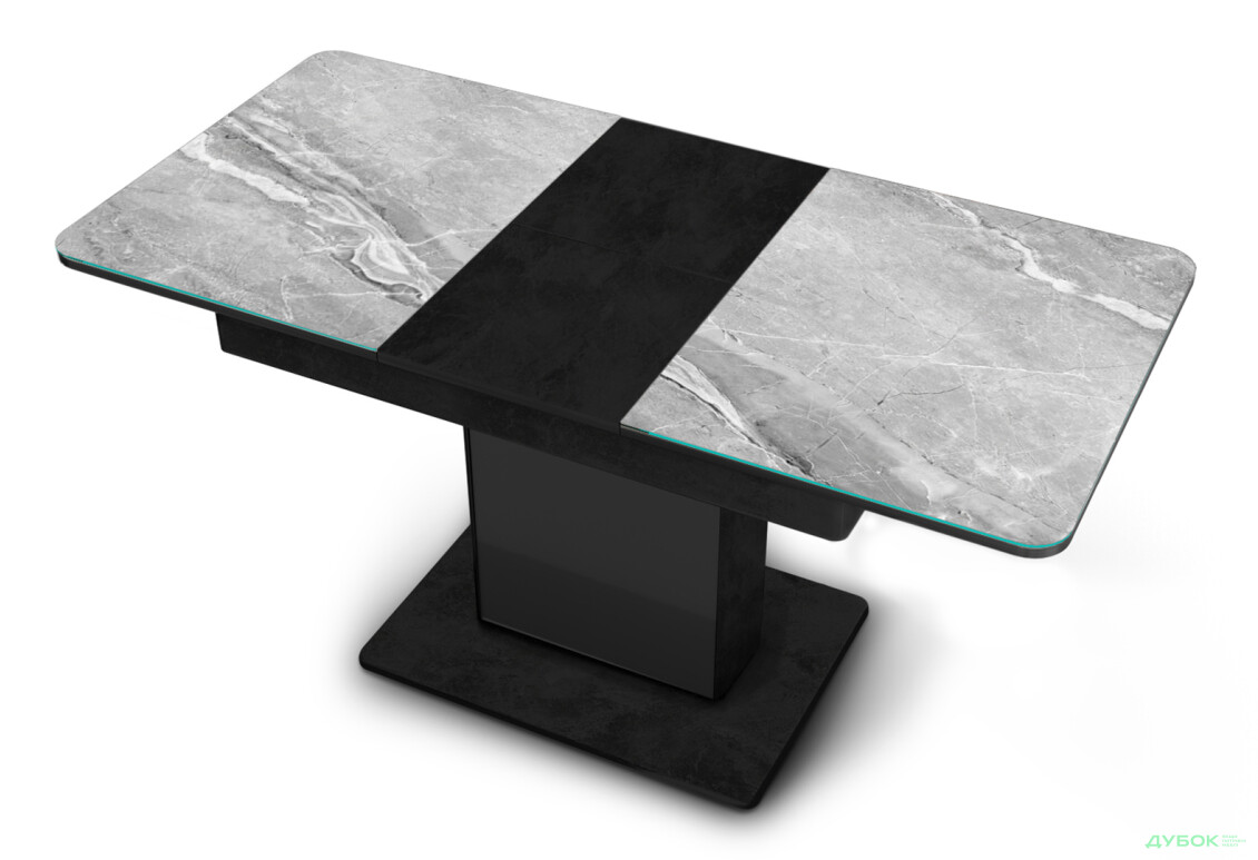 Изображение 2 - Стол кухонный Jam Бостон Т раскладной 140 / 180 см, бетон черный / стекло бриллиант 78 М