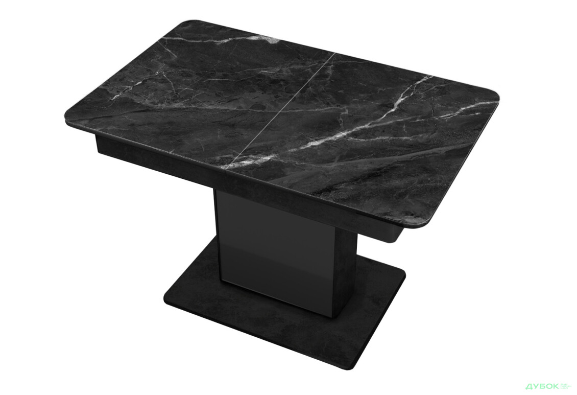 Стол кухонный Jam Бостон Т раскладной 140 / 180 см, бетон черный / стекло бриллиант 87 М