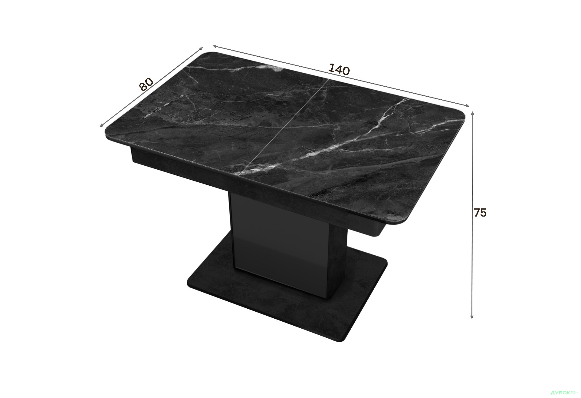 Изображение 4 - Стол кухонный Jam Бостон Т раскладной 140 / 180 см, бетон черный / стекло бриллиант 87 М