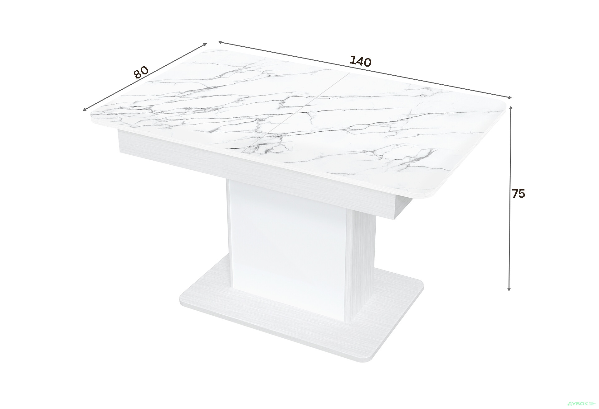 Изображение 4 - Стол кухонный Jam Бостон Т раскладной 140 / 180 см, белое дерево / стекло бриллиант 66 М