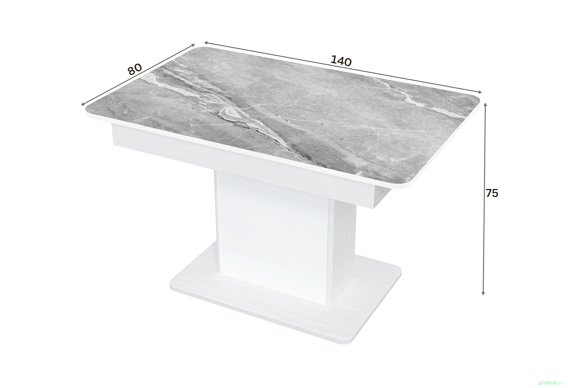 Изображение 4 - Стол кухонный Jam Бостон Т раскладной 140 / 180 см, белое дерево / стекло бриллиант 78 М