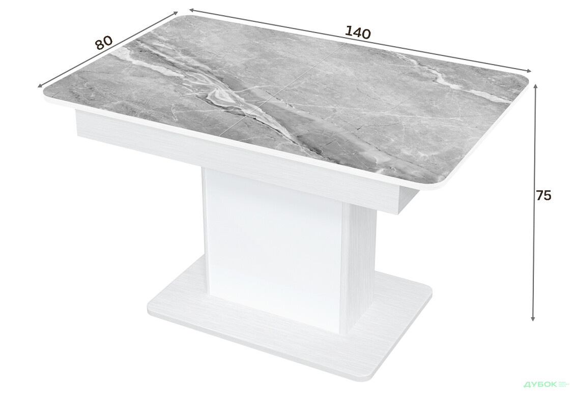 Изображение 4 - Стол кухонный Jam Бостон Т раскладной 140 / 180 см, белое дерево / стекло бриллиант 78 М