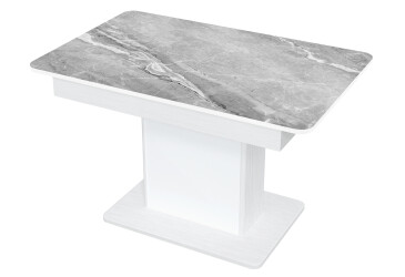 Стіл кухонний Jam Бостон Т розкладний 140 / 180 см, біле дерево / скло діамант 78 М