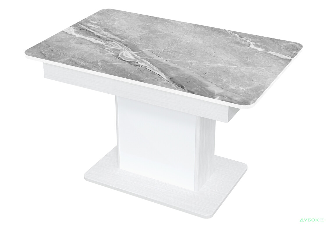 Стол кухонный Jam Бостон Т раскладной 140 / 180 см, белое дерево / стекло бриллиант 78 М