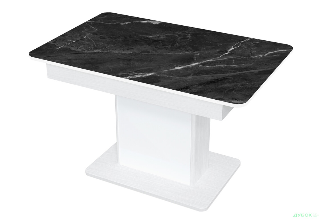 Стол кухонный Jam Бостон Т раскладной 140 / 180 см, белое дерево / стекло бриллиант 87 М