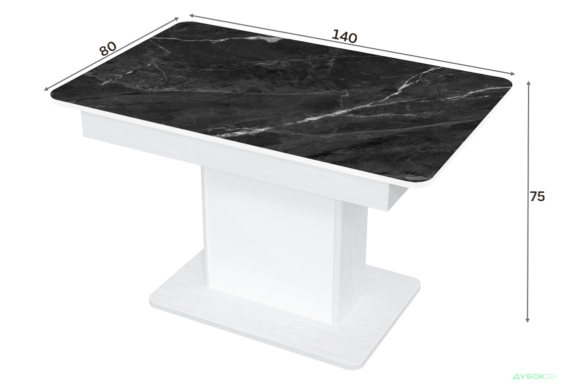 Изображение 4 - Стол кухонный Jam Бостон Т раскладной 140 / 180 см, белое дерево / стекло бриллиант 87 М