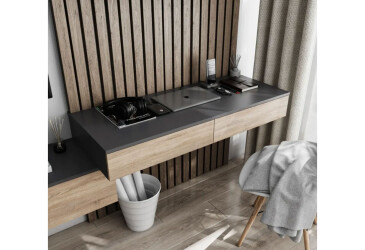 Стіл письмовий Moreli Т222 підвісний з 2 шухлядами 120x50 см антрацит / дуб сонома