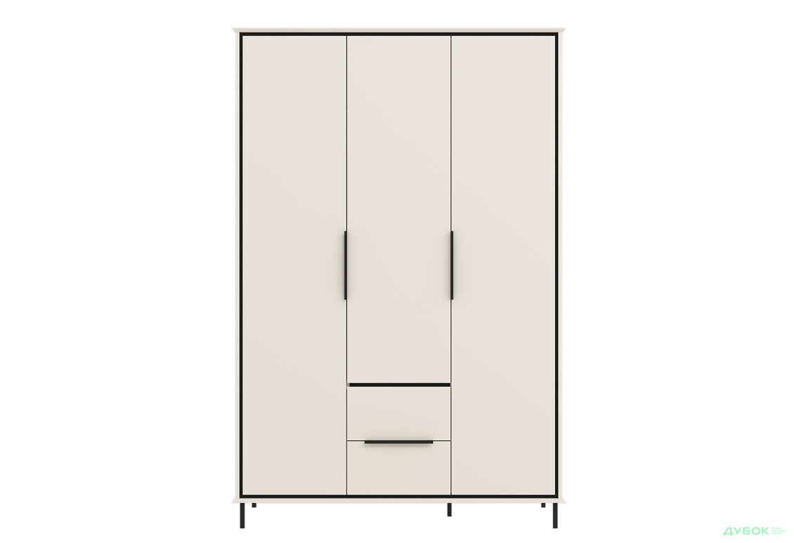 Шкаф Gerbor холдинг Хилс 3-дверный с 2 ящиками 146 см, кашемир / черный