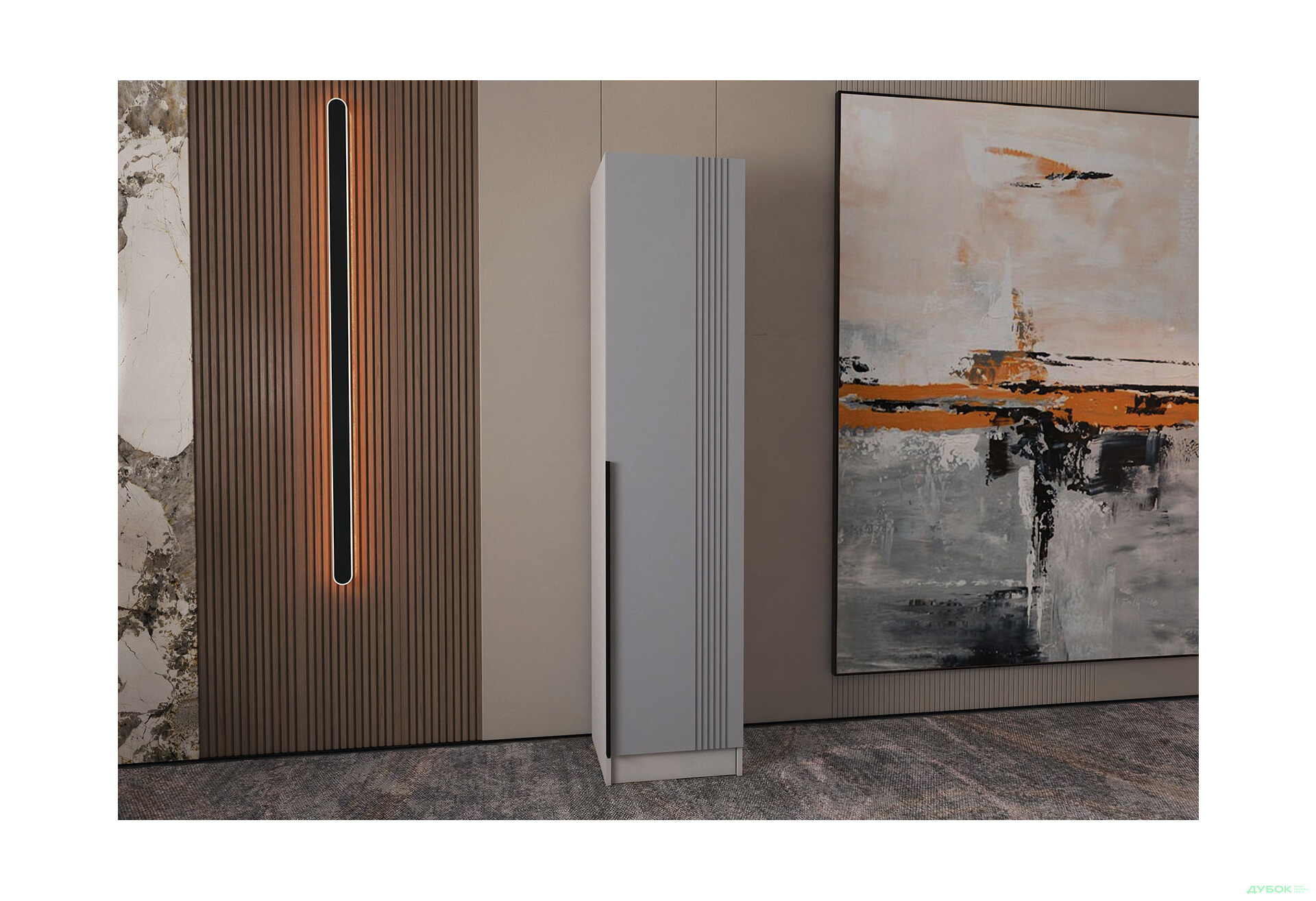 Изображение 2 - Шкаф-пенал Viant АРС 1Д с полками 45 см, серый / серый RAL 7004