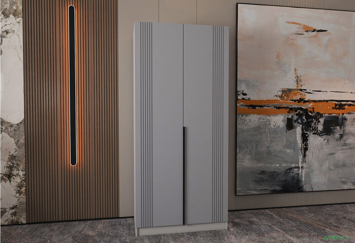 Изображение 2 - Шкаф Viant АРС 2-дверный со штангой и полками 90 см, серый / серый RAL 7004