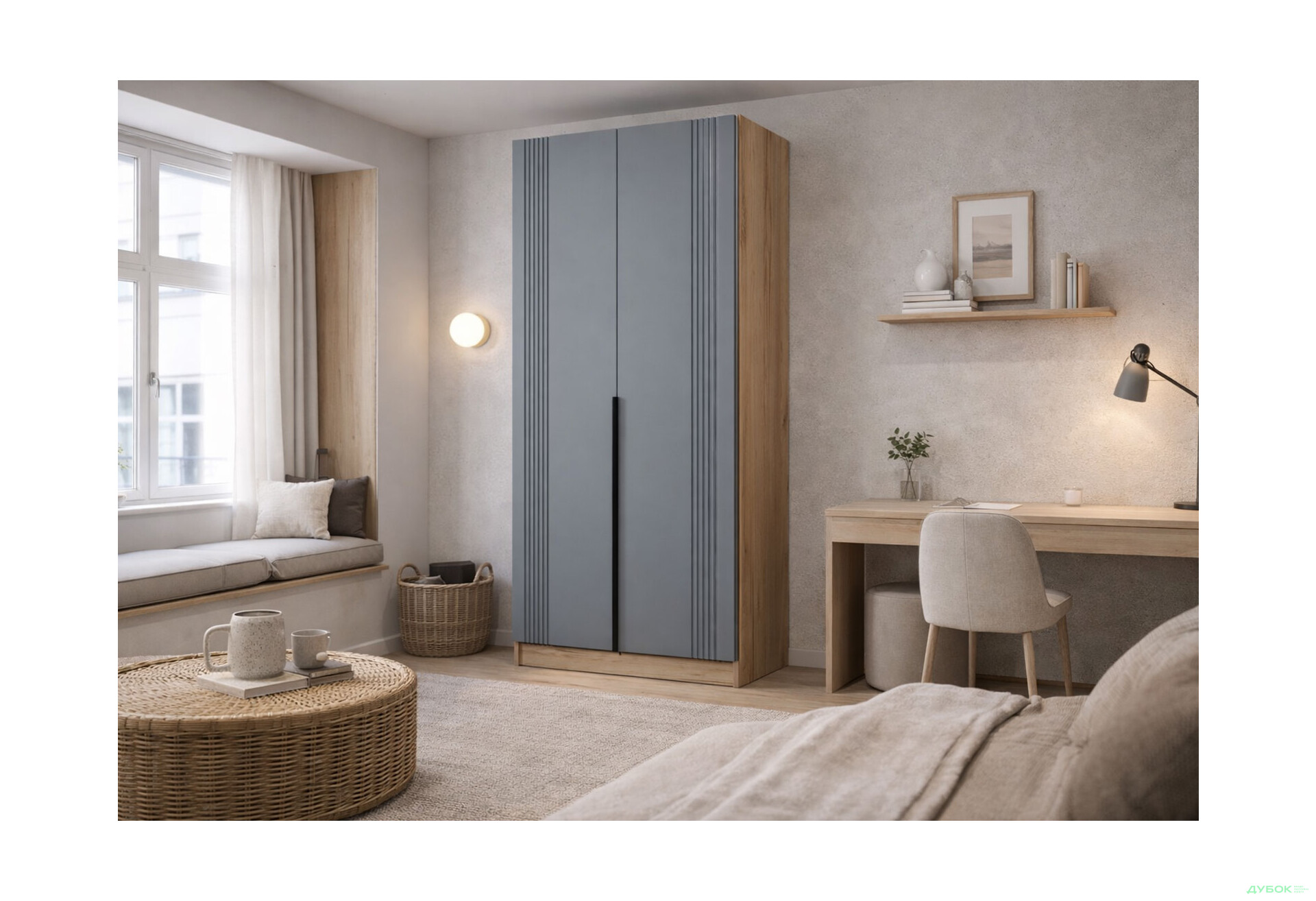 Изображение 2 - Шкаф Viant АРС 2-дверный со штангой и полками 90 см, тахо / темно-серый RAL 7012