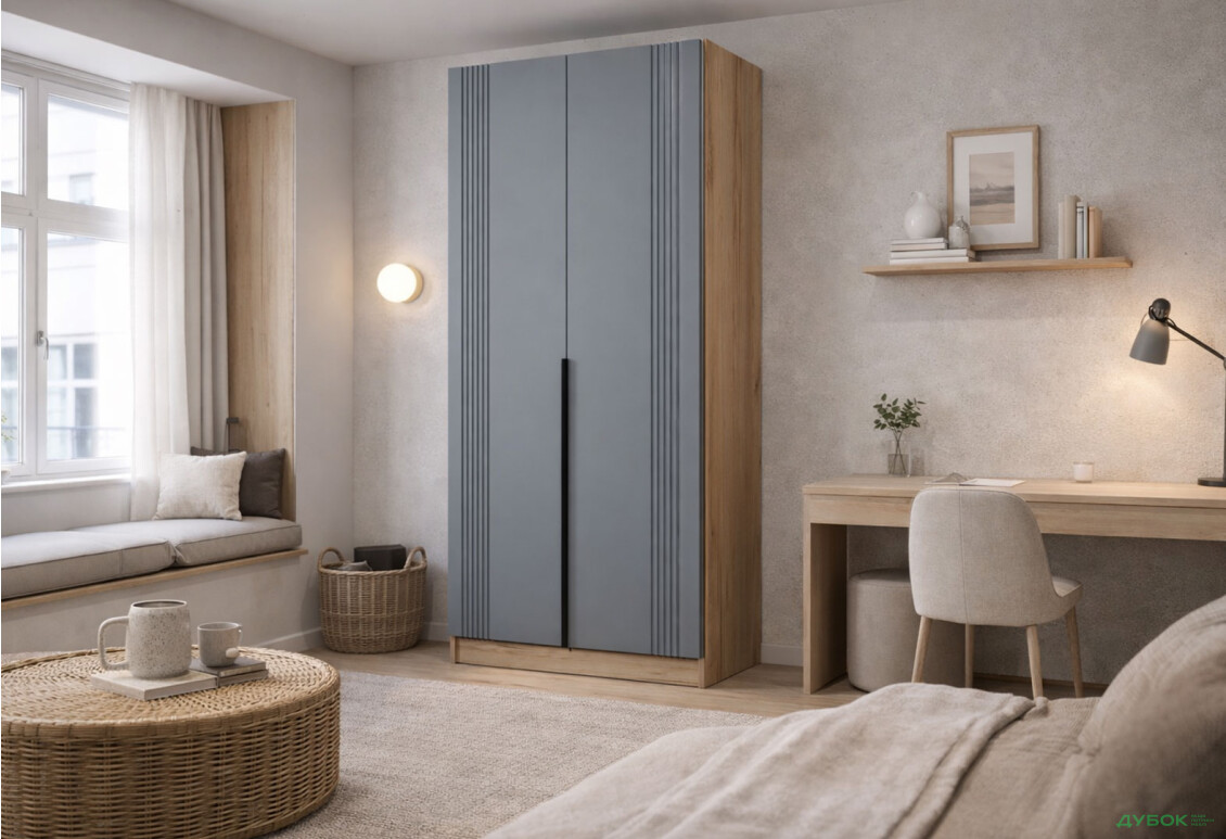 Изображение 2 - Шкаф Viant АРС 2-дверный со штангой и полками 90 см, тахо / темно-серый RAL 7012