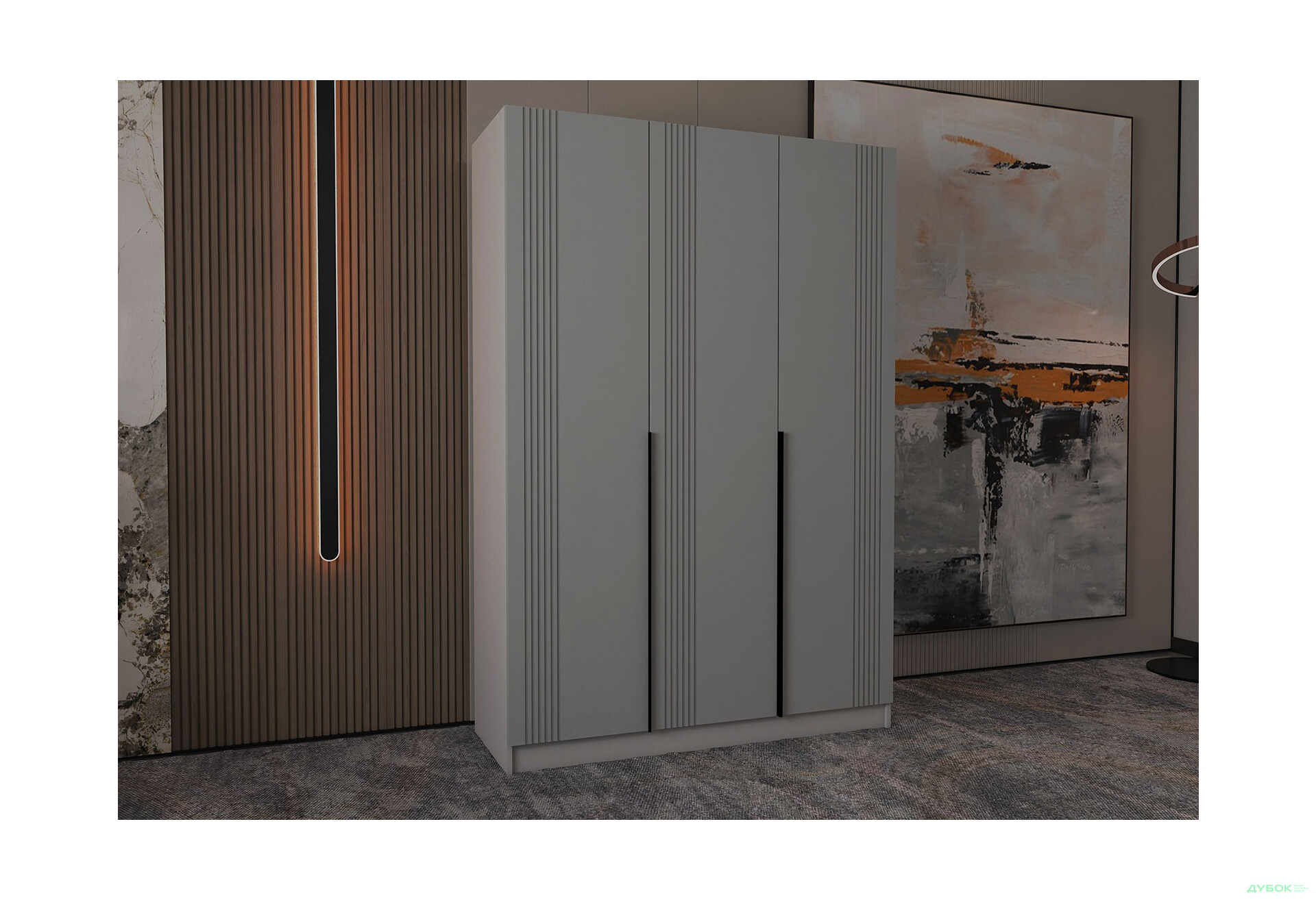 Зображення 2 - Шафа Viant АРС 3-дверна зі штангою та полицями 135 см, сірий / сірий RAL 7004