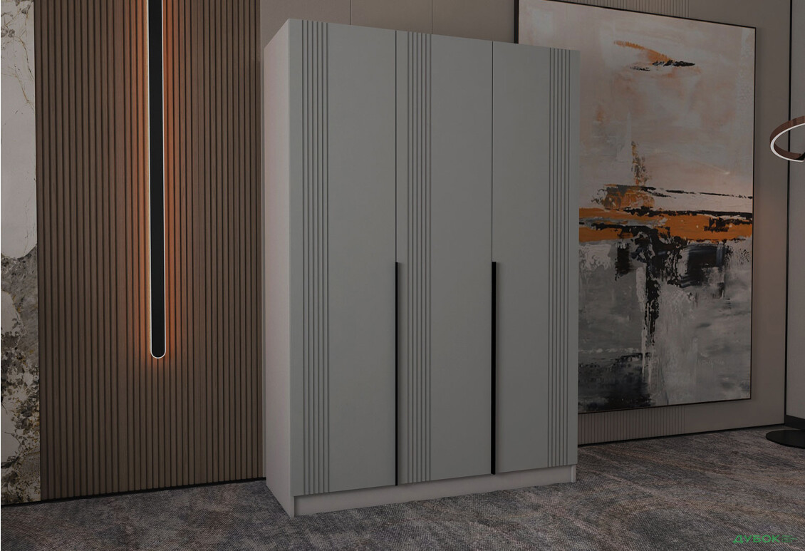 Зображення 2 - Шафа Viant АРС 3-дверна зі штангою та полицями 135 см, сірий / сірий RAL 7004