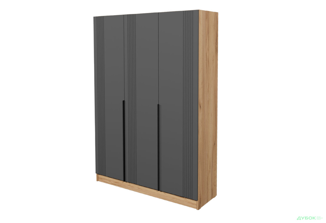 Шкаф Viant АРС 3-дверный со штангой и полками 135 см, тахо / темно-серый RAL 7012
