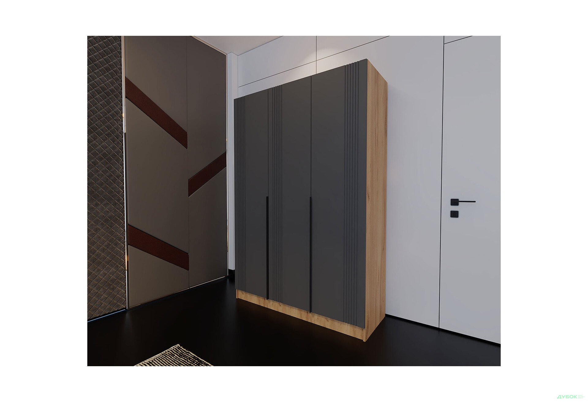 Изображение 2 - Шкаф Viant АРС 3-дверный со штангой и полками 135 см, тахо / темно-серый RAL 7012