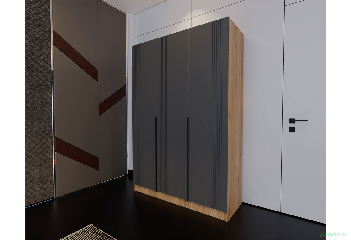 Изображение 2 - Шкаф Viant АРС 3-дверный со штангой и полками 135 см, тахо / темно-серый RAL 7012