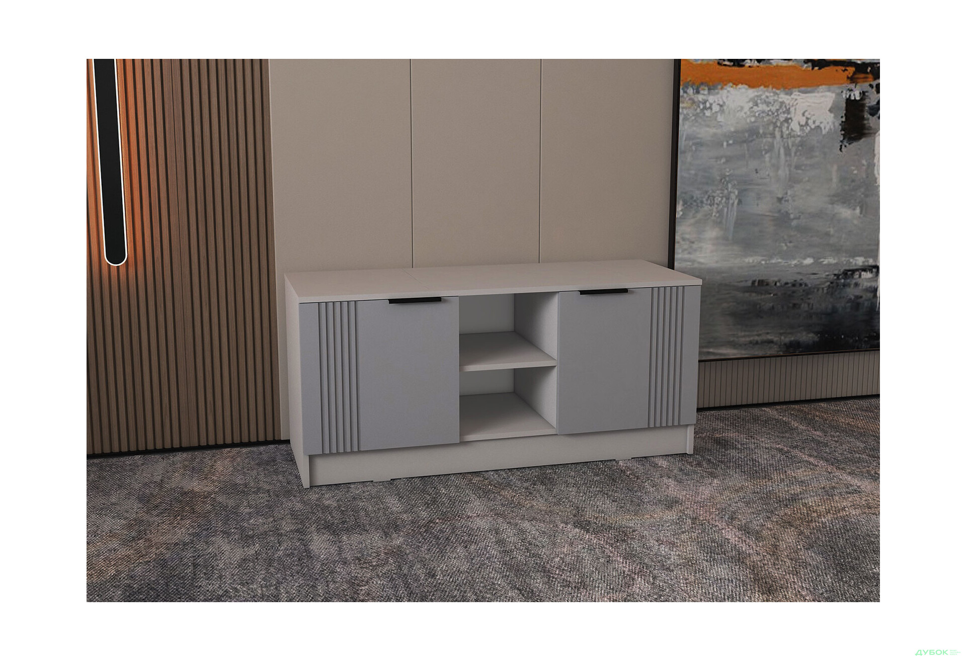 Изображение 2 - ТВ тумба Viant АРС ТВ-7 2-дверная с полками 140 см, серый / серый RAL 7004