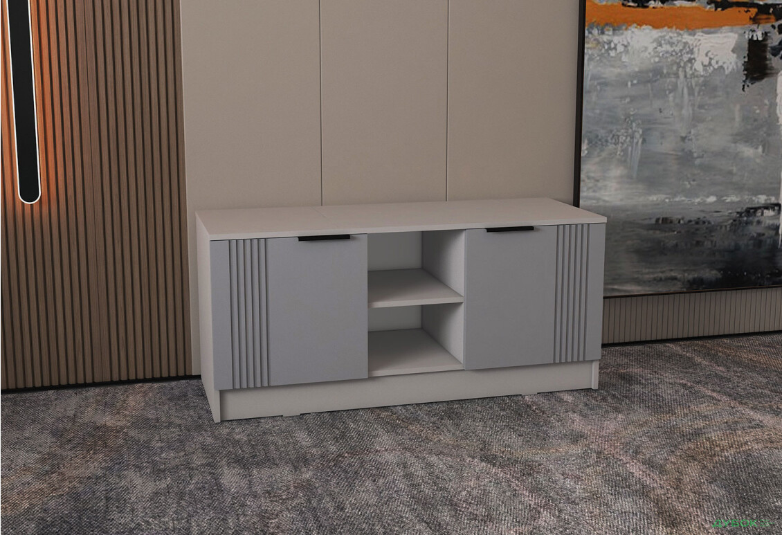 Изображение 2 - ТВ тумба Viant АРС ТВ-7 2-дверная с полками 140 см, серый / серый RAL 7004