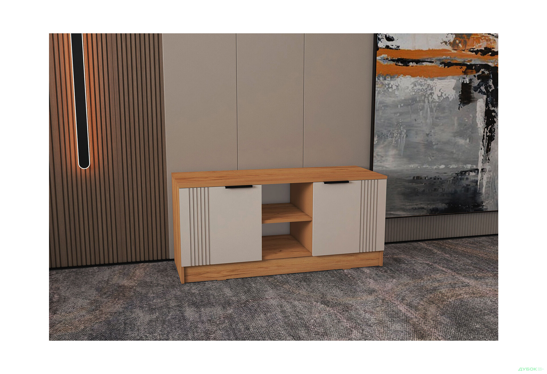 Зображення 2 - ТВ тумба Viant АРС ТВ-7 2-дверна з полицями 140 см, тахо / кашемір