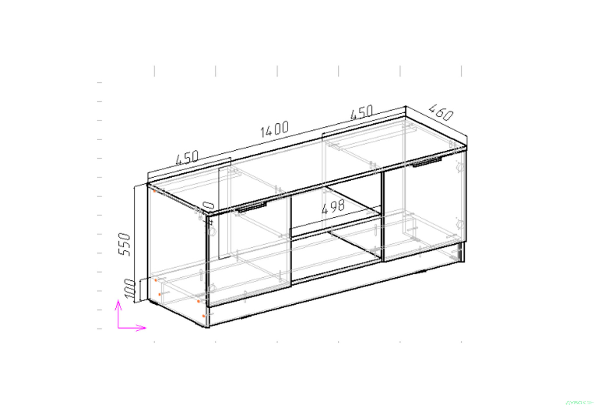 Зображення 4 - ТВ тумба Viant АРС ТВ-7 2-дверна з полицями 140 см, тахо / кашемір