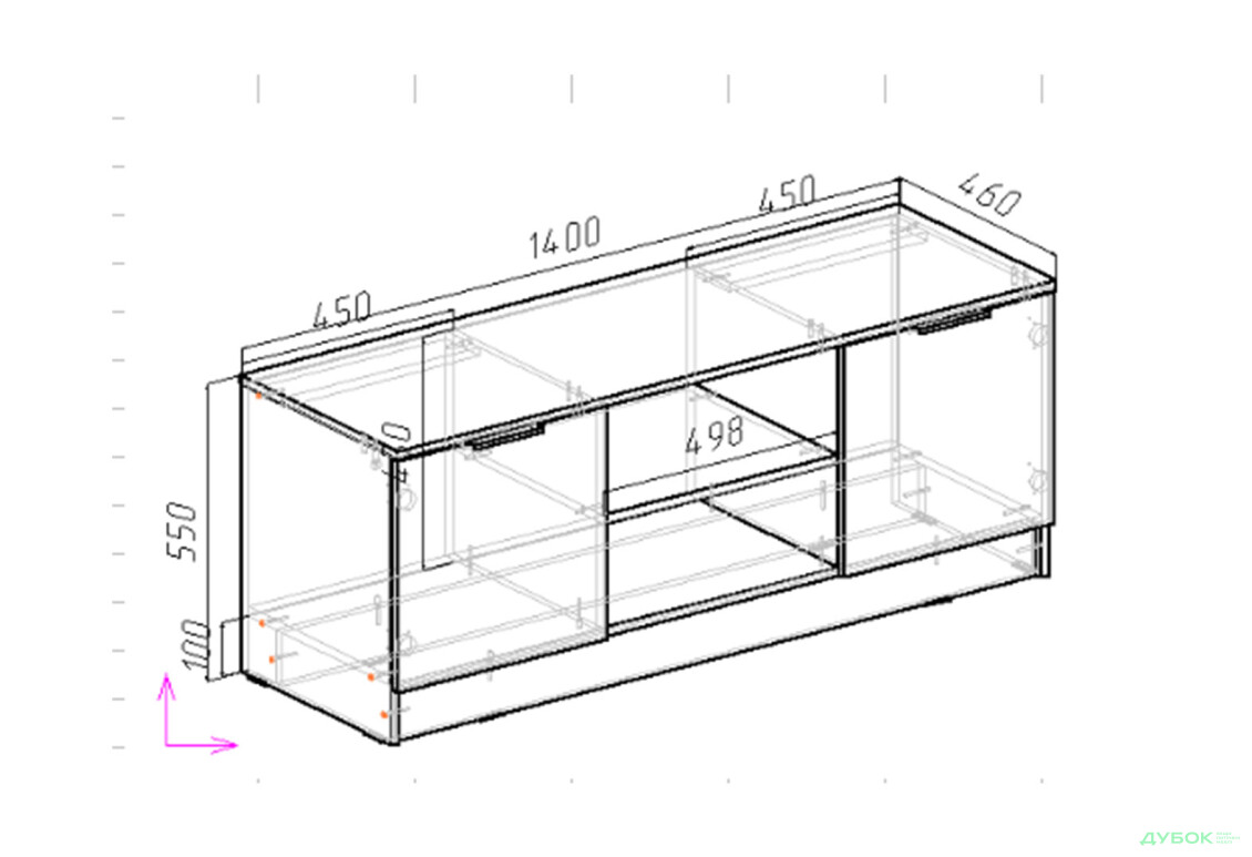 Зображення 4 - ТВ тумба Viant АРС ТВ-7 2-дверна з полицями 140 см, тахо / кашемір