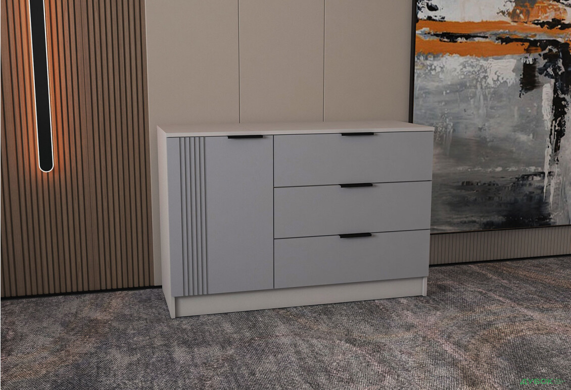 Зображення 2 - Комод Viant АРС з дверкою та 3 шухлядами 120 см, сірий / сірий RAL 7004