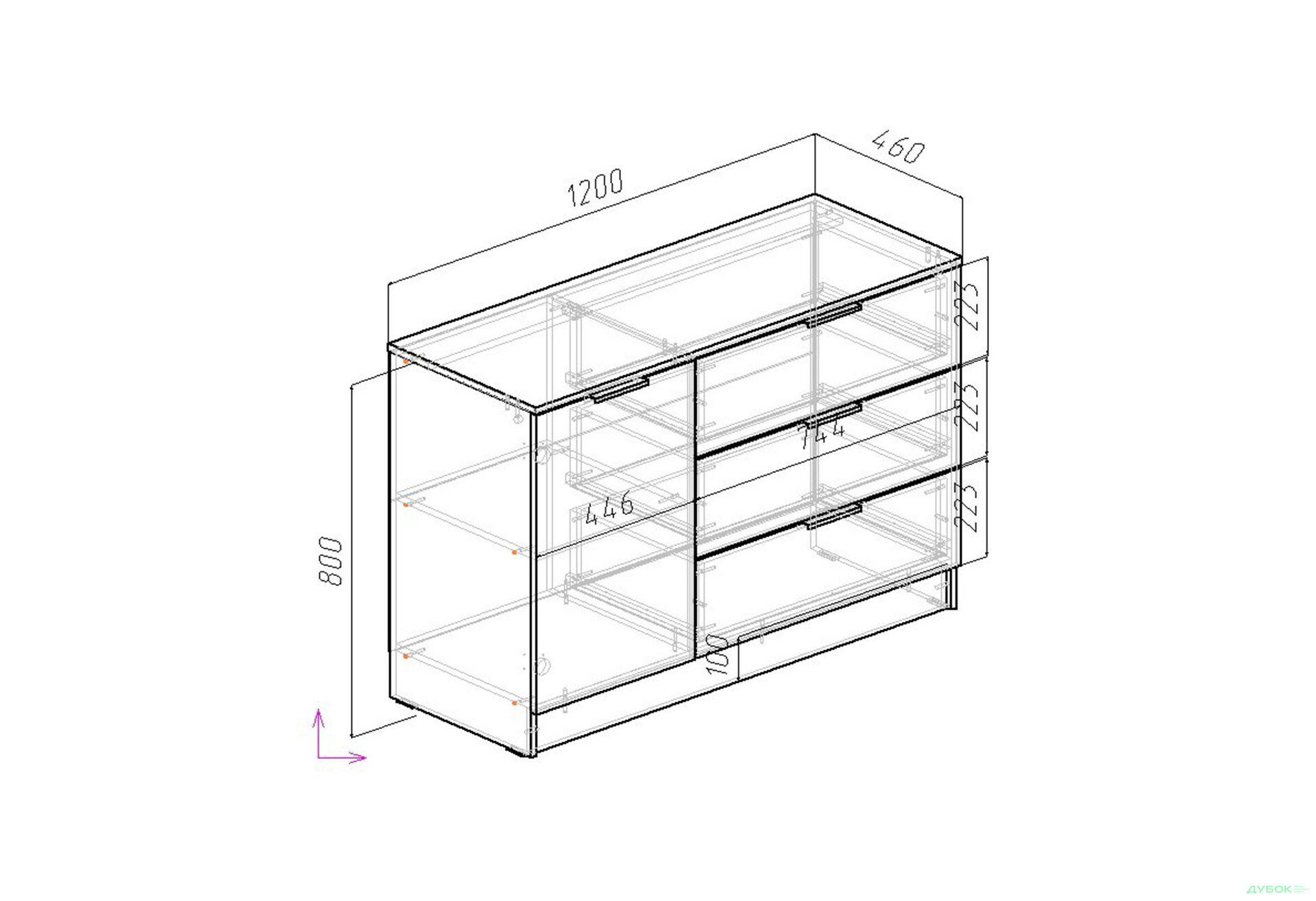 Зображення 4 - Комод Viant АРС з дверкою та 3 шухлядами 120 см, тахо / кашемір