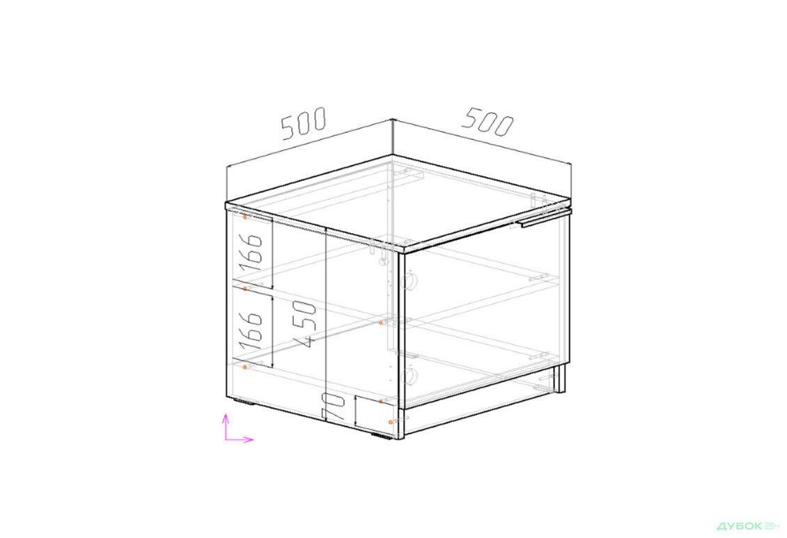 Зображення 4 - Приліжкова тумба Viant АРС ліва з 1 дверкою 50 см, сірий / сірий RAL 7004