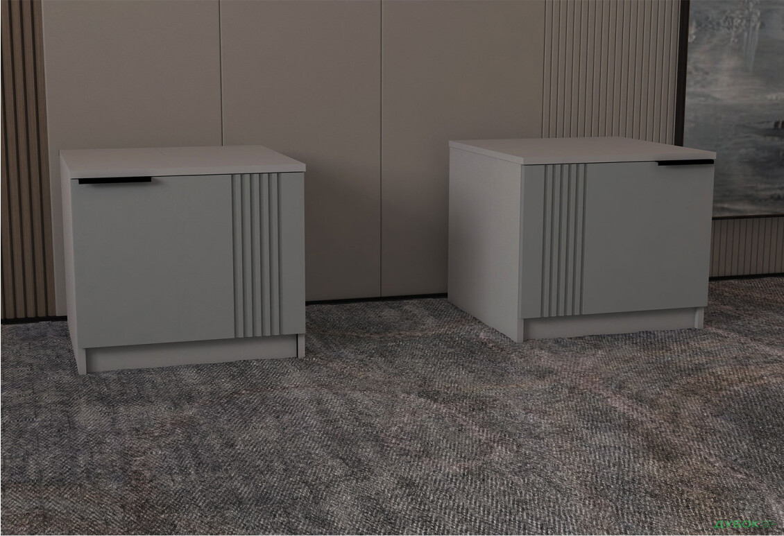 Зображення 2 - Приліжкова тумба Viant АРС ліва з 1 дверкою 50 см, сірий / сірий RAL 7004